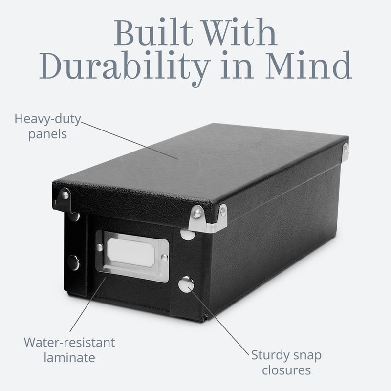 Snap-N-Store Index Card Holder Storage Box - Collapsible Organizer Box fits 1100 Flash Cards - Business, Recipe, or Note Card - 3 x 5, 1 Pack, Black - Image 4